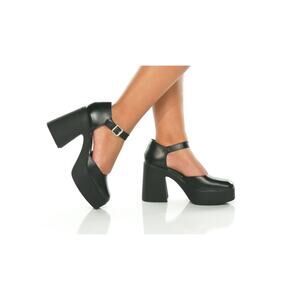 Free People Black Chunky Heels